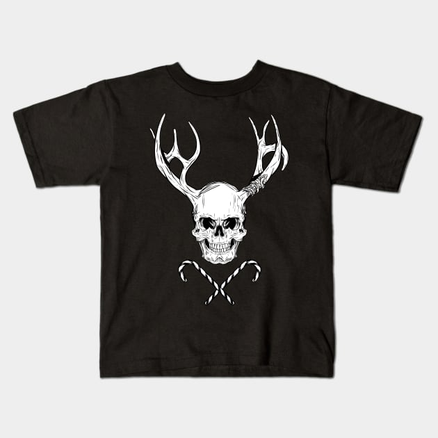 Creepy X-mas skull Kids T-Shirt by zen4